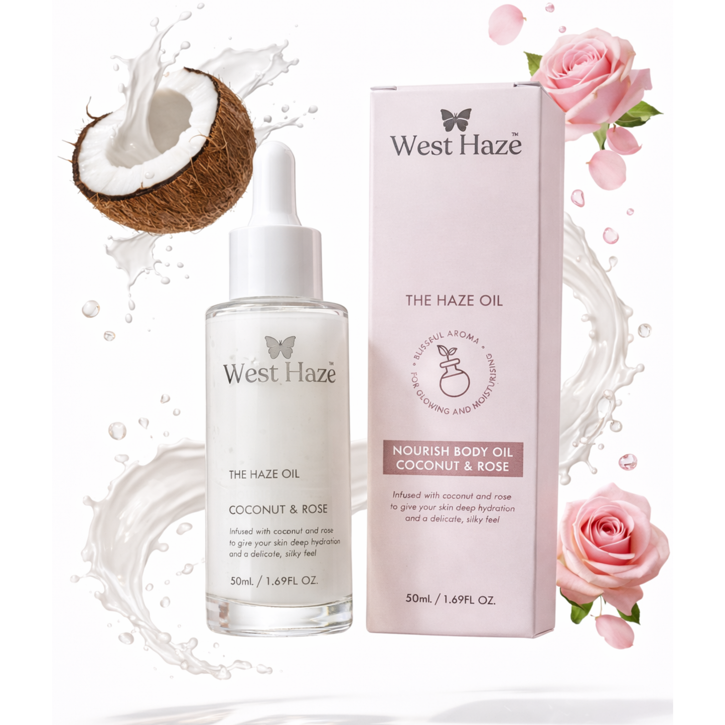 Coconut Milk & Rose Body Oil | Nourish Body Oil (50 ml)